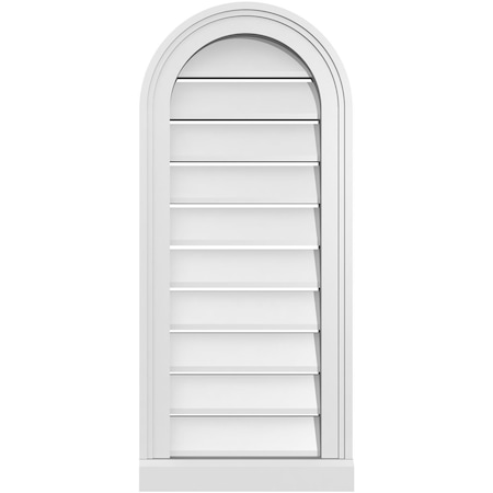 Ekena Millwork Round Top Surface Mount PVC Gable Vent: Functional, w/ 2"W x 2"P Brickmould Sill Frame, 14"W x 32"H GVPRT14X3203SF